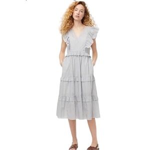 J. Crew White Ruffle Maxi Dress